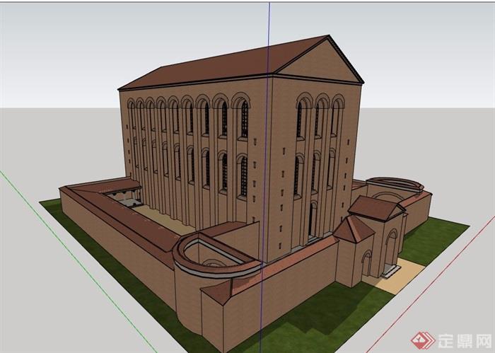 欧式经典的教堂设计su模型