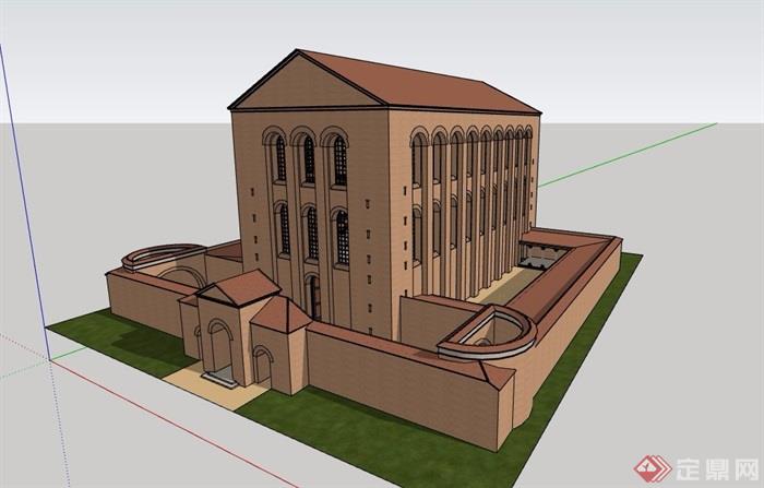 欧式经典的教堂设计su模型