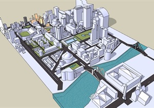 某城市综合无材质贴图建筑SU(草图大师)模型