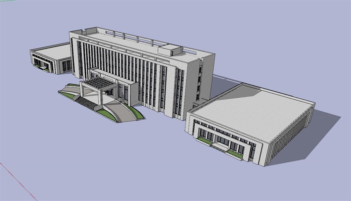 五层政府行政办公楼平立剖su方案设计(3)