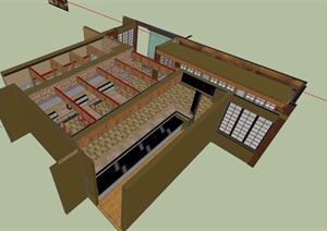 现代风格详细餐厅设计SU(草图大师)模型