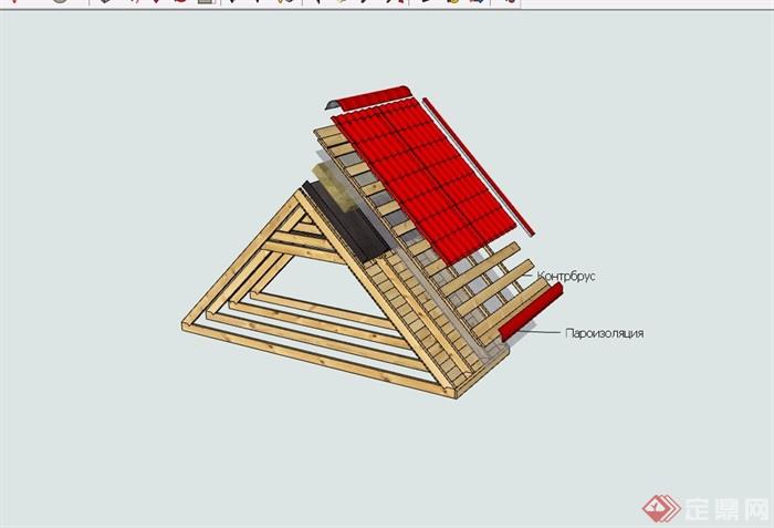 某建筑屋顶构件设计su模型