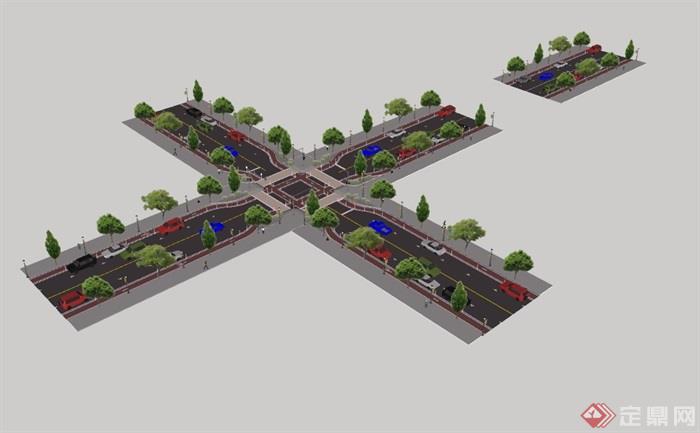某十字路口道路设计su模型