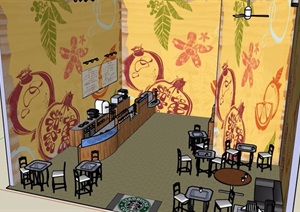 现代餐饮空间详细设计SU(草图大师)模型