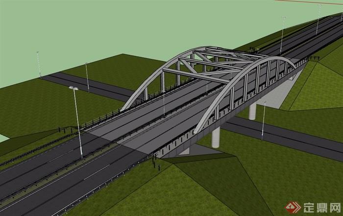 现代交通桥梁建筑su模型