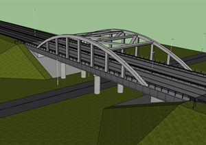 现代交通桥梁建筑SU(草图大师)模型