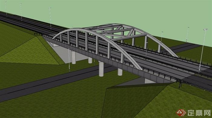 现代交通桥梁建筑su模型