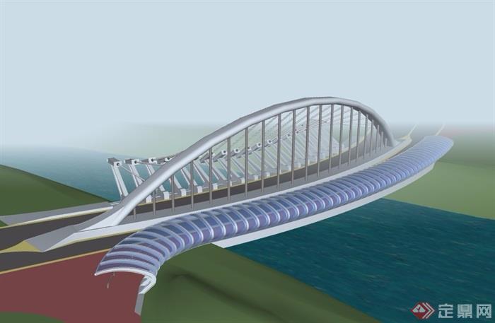 现代风格独特交通桥梁建筑su模型