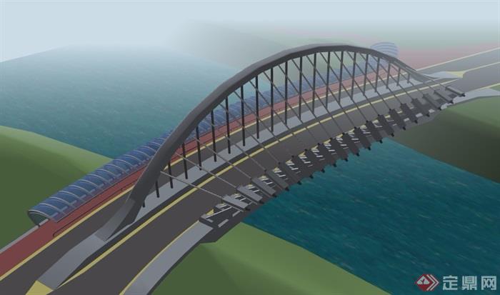 现代风格独特交通桥梁建筑su模型