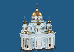 经典的欧式教堂建筑SU(草图大师)模型