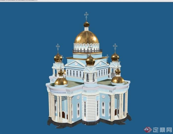 经典的欧式教堂建筑su模型