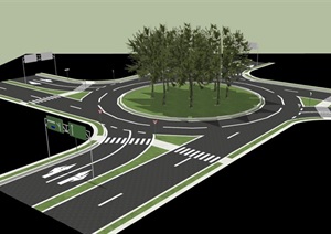 某现代交通道路街道素材设计SU(草图大师)模型