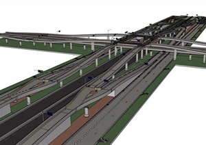 现代交通码头桥梁设计SU(草图大师)模型