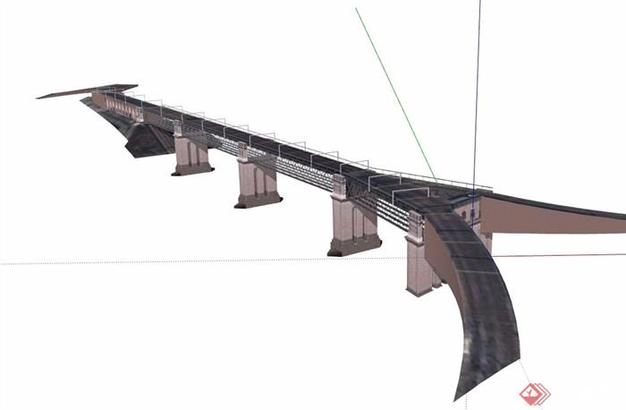 交通建筑桥梁设计su模型