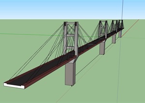 某现代过江大桥详细设计SU(草图大师)模型