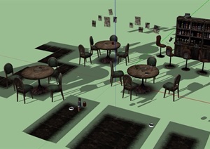 室内欧式餐桌椅素材设计SU(草图大师)模型