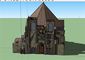 欧式详细的教堂详细建筑SU(草图大师)模型