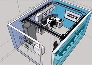 现代详细完整的办公室SU(草图大师)模型