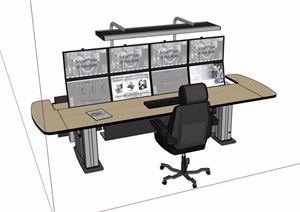 现代详细办公桌椅素材设计SU(草图大师)模型