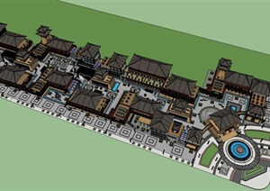 古代汉唐风格现代商业街su（SU(草图大师)）模型