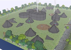 规划设计帐篷营地su（SU(草图大师)）模型