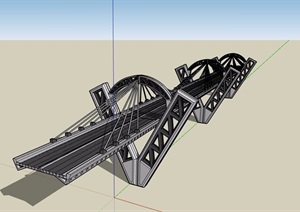 某详细的过江桥素材设计SU(草图大师)模型