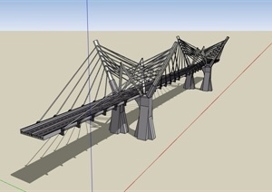 某详细的现代交通桥梁设计SU(草图大师)模型