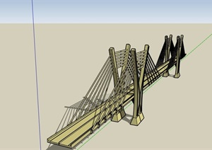 独特的过江桥梁设计SU(草图大师)模型