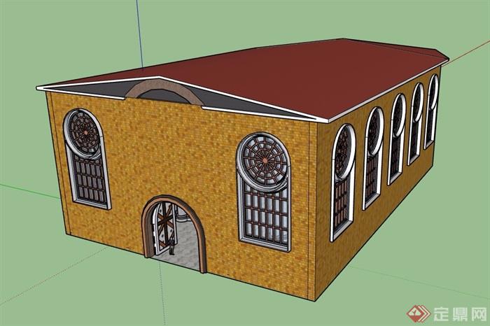 详细的欧式教堂建筑su模型