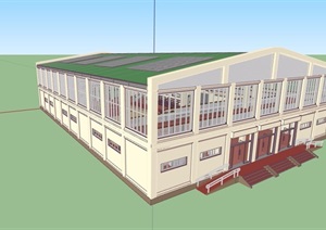 现代风格学校体育馆建筑设计SU(草图大师)模型