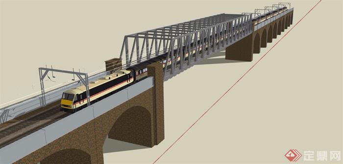 现代详细交通桥梁素材设计su模型