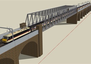 现代详细交通桥梁素材设计SU(草图大师)模型