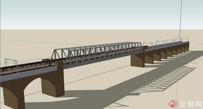 现代详细交通桥梁素材设计su模型
