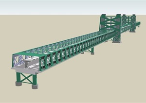 详细的过江大桥设计SU(草图大师)模型
