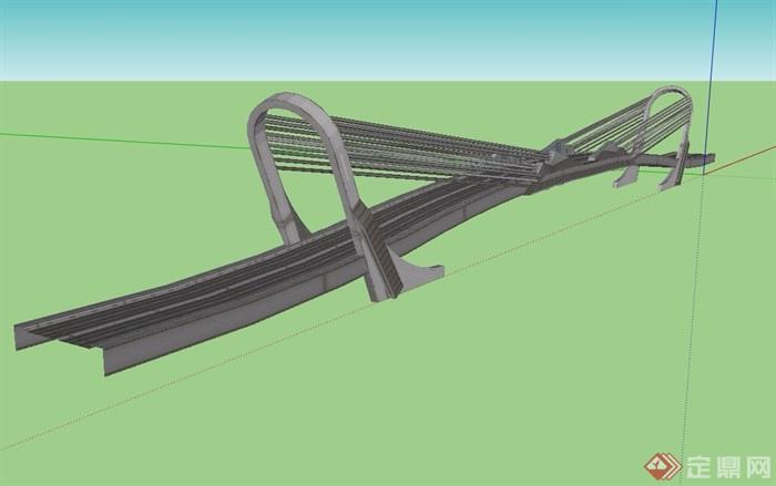 独特详细的过江桥su模型