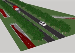 某详细的交通道路素材SU(草图大师)模型