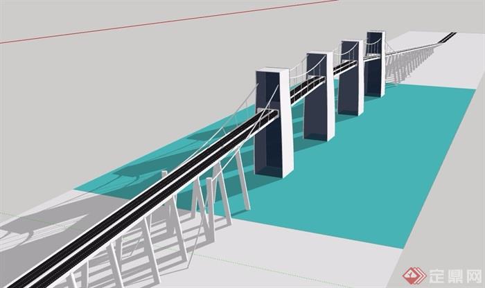 拱形交通桥梁建筑su模型