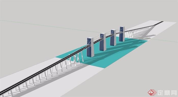 拱形交通桥梁建筑su模型