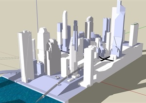 现代无材质贴图综合城市建筑设计SU(草图大师)模型