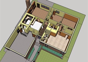 某室内简单的住宅空间SU(草图大师)模型