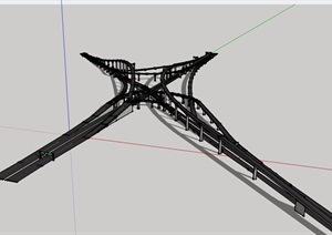 现代交通桥梁详细设计SU(草图大师)模型
