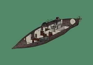 某潜水艇设计SU(草图大师)模型