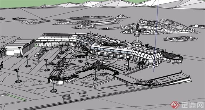 不完整的机场交通建筑su模型