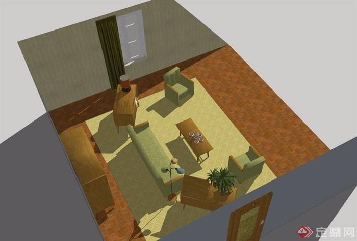 现代住宅室内详细客厅su模型