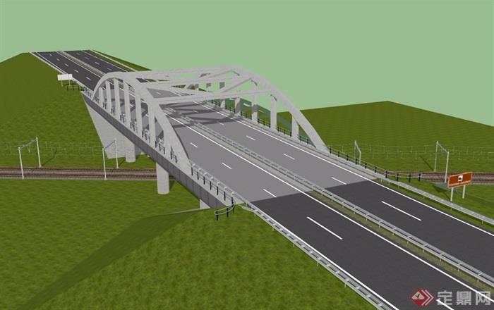 现代详细的交通桥梁su模型
