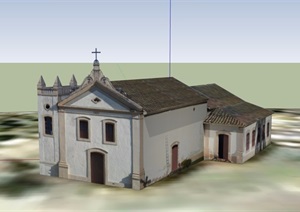 英式基督教堂建筑设计SU(草图大师)模型