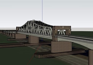 现代风格详细的交通码头桥梁SU(草图大师)模型