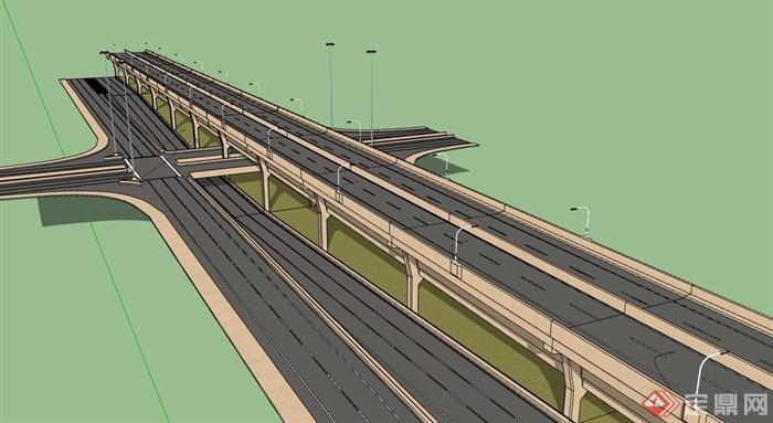 现代详细的交通桥梁素材su模型