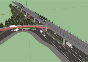 现代详细的详细交通码头设计SU(草图大师)模型