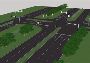 某详细的交通道路设计SU(草图大师)模型